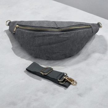 Sac banane velours cotelé gris