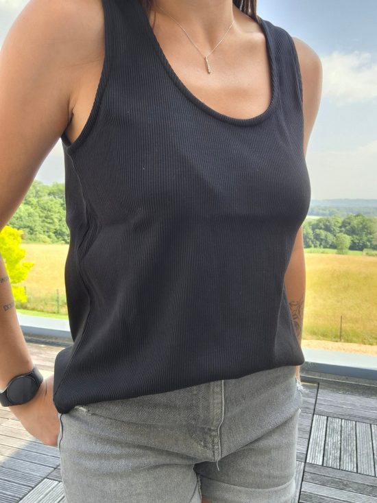 Débardeur en coton cotelé couleur noir