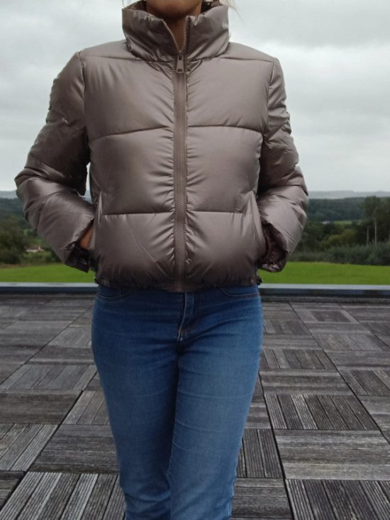 Melya Melody - Manteau court imperméable matelassé bronze brillant