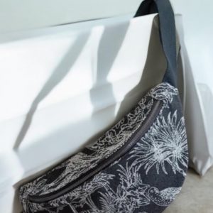 Sac banane XL coton noir motifs savane