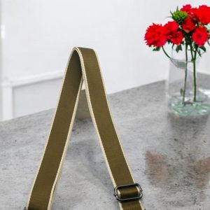 Bandoulière sangle kaki beige mousquetons noirs