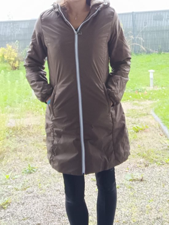 Melya Melody - Manteau long fourré imperméable kaki marron intérieur fourrure beige