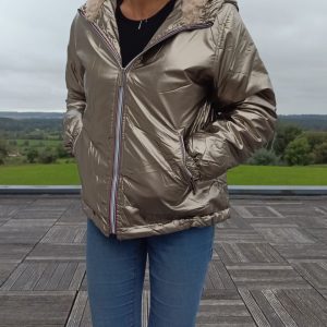 Attrait Paris - Manteau court imperméable fourré doré gold - Le Petit Placard