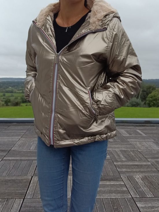 Attrait Paris - Manteau court imperméable fourré doré gold - Le Petit Placard