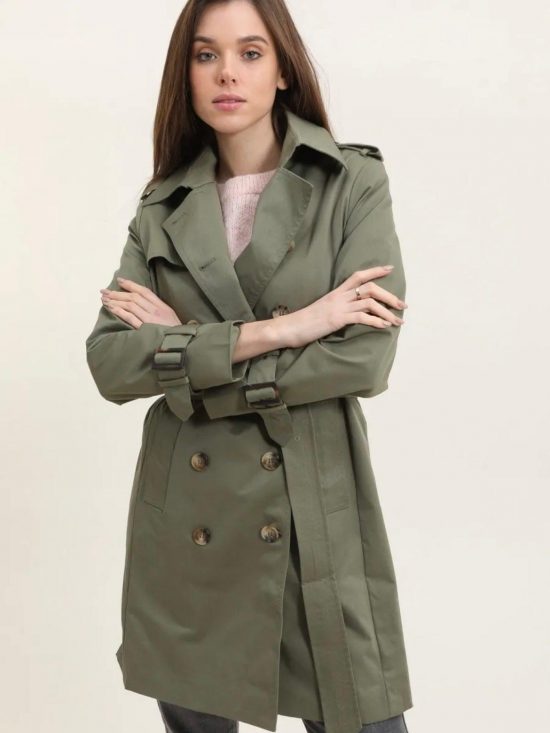 Attrait Paris - Manteau trench style couleur kaki - Le Petit Placard