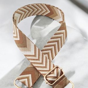 Bandoulière sangle de sac banane à main à motif chevrons beige et marron - Le Petit Placard
