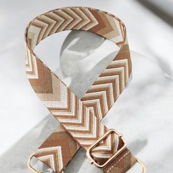 Bandoulière sangle de sac banane à main à motif chevrons beige et marron - Le Petit Placard