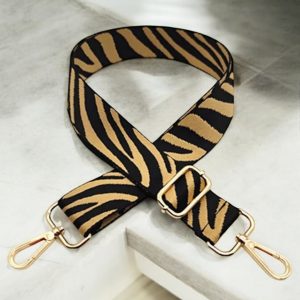 Bandoulière sangle de sac banane à main motif zèbre noir et beige - Le Petit Placard