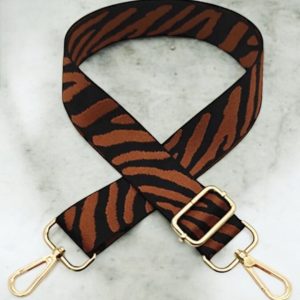Bandoulière sangle de sac banane à main motif zèbre noir et marron - Le Petit Placard