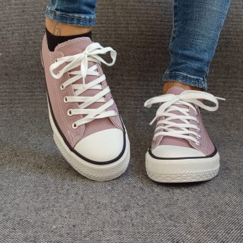 Chaussures baskets basses toile violet style converse