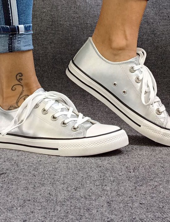 Baskets basses silver métallisées type converse - Le Petit Placard
