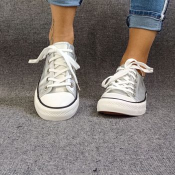 Chaussures baskets basses silver argenté métallisées type converse