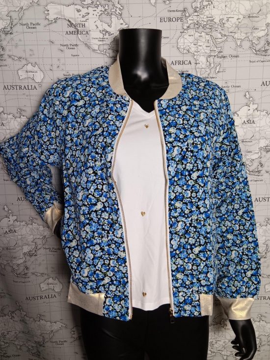 Bombers fleuri bleu foncé/bleu clair - Le Petit Placard