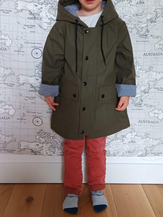 Ciré enfant Kaki et doublure coton style marin - Le Petit Placard