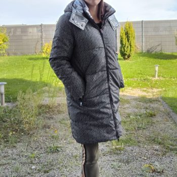 Escandelle - Manteau long réversible imperméable matelassé gris argenté - Le Petit Placard