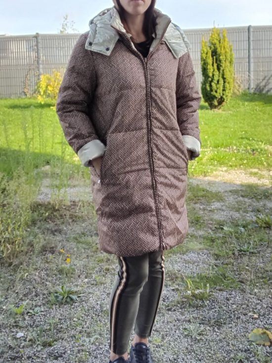 Escandelle - Manteau long réversible imperméable matelassé marron doré - Le Petit Placard