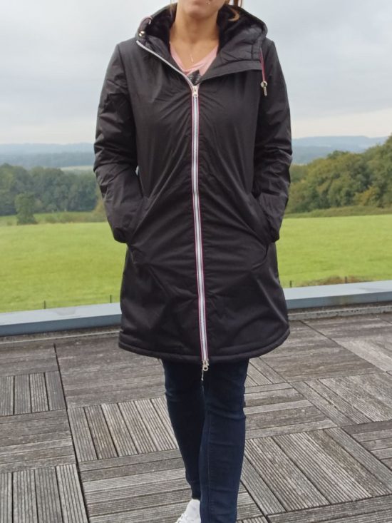 Imperméable long fourré en fausse fourrure cordon tricolore Marque Laura Jo Couleur Noir - Curvy - Le Petit Placard