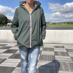 Imperméable réversible court sans garnissage ouate marque Laura Jo couleur Vert forêt/Doré - Le Petit Placard