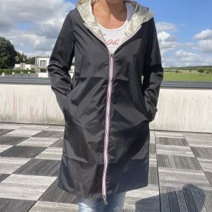 Imperméable réversible long sans garnissage ouate couleur noir/doré marque Laura Jo - Curvy - Le Petit Placard