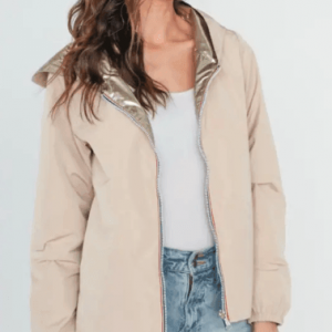 Manteau court imperméable beige réversible doré Melya Melody - Le Petit Placard