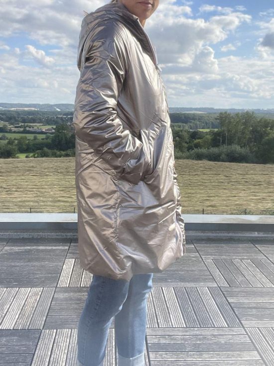 Melya Melody - Manteau long fourré fausse fourrure réversible imperméable bronze - Curvy - Le Petit Placard
