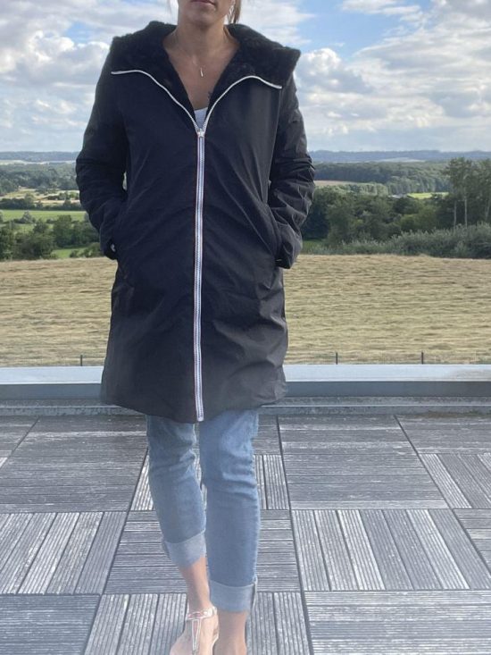 Melya Melody - Manteau long fourré fausse fourrure réversible imperméable noir - Curvy - Le Petit Placard