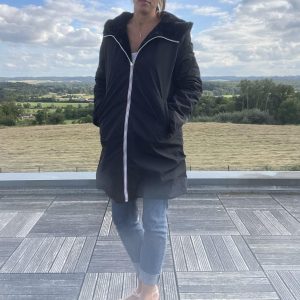 Melya Melody - Manteau long fourré fausse fourrure réversible imperméable noir - Le Petit Placard