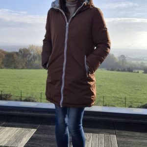 Melya Melody - Manteau long réversible et imperméable matelassé marron/chocolat - Le Petit Placard