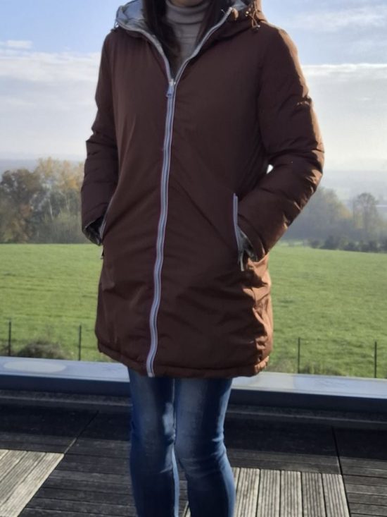 Melya Melody - Manteau long réversible et imperméable matelassé marron/chocolat - Le Petit Placard