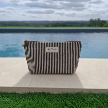 Pochette trousse en tissu imperméabilisé noir et blanc