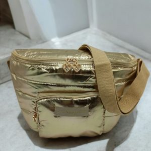 Sac banane 2 poches effet doudoune matelassé doré - Le Petit Placard