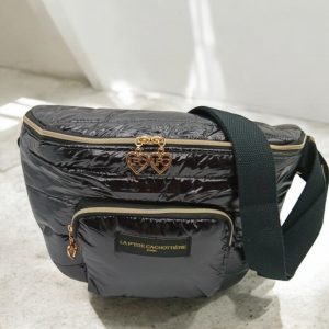 Sac banane 2 poches effet doudoune matelassé noir - Le Petit Placard