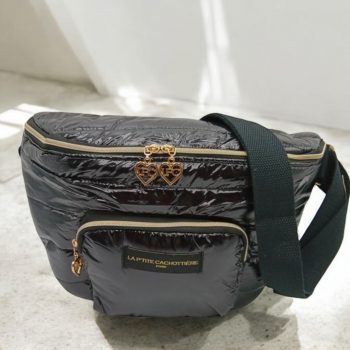 Sac banane 2 poches effet doudoune matelassé noir - Le Petit Placard