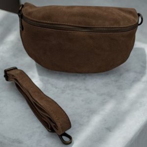 Sac banane cuir taupe bandouliere cuir taupe - Le Petit Placard