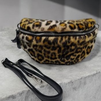 Sac banane peluche fausse fourrure à motif léopard effet poil - Le Petit Placard