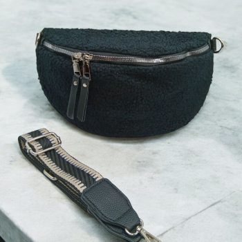 Sac banane peluche moumoute noir - Le Petit Placard