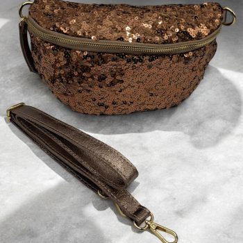 Sac banane tissu et sequins champagne cuivre - Le Petit Placard