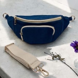 Sac banane tissu jean foncé 2 poches - Le Petit Placard