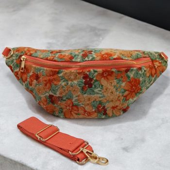 Sac banane tissu velours fin liberty fleuri terracotta vert - Le Petit Placard