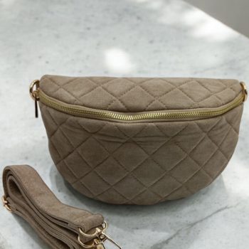 Sac banane velours motifs capitons beige - Le Petit Placard