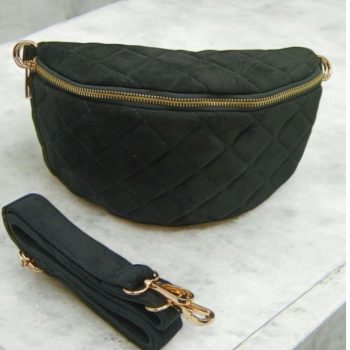Sac banane velours motifs capitons noir - Le Petit Placard