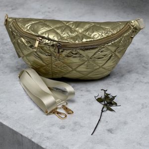 Sac banane XL matelassé effet doudoune doré - Le Petit Placard