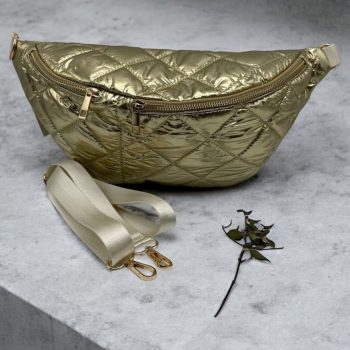 Sac banane XL matelassé effet doudoune doré - Le Petit Placard