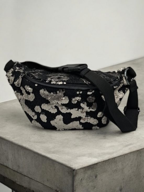 Sac banane XL sequins noir et argents - Le Petit Placard