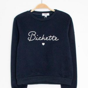 Sweat enfant chaud bleu marine inscription « Bichette » - Le Petit Placard