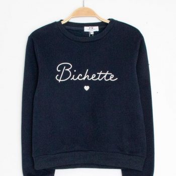 Sweat enfant chaud bleu marine inscription « Bichette » - Le Petit Placard