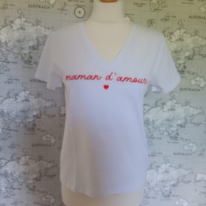 Tee Shirt à manches courtes "maman d'amour" Blanc - Le Petit Placard